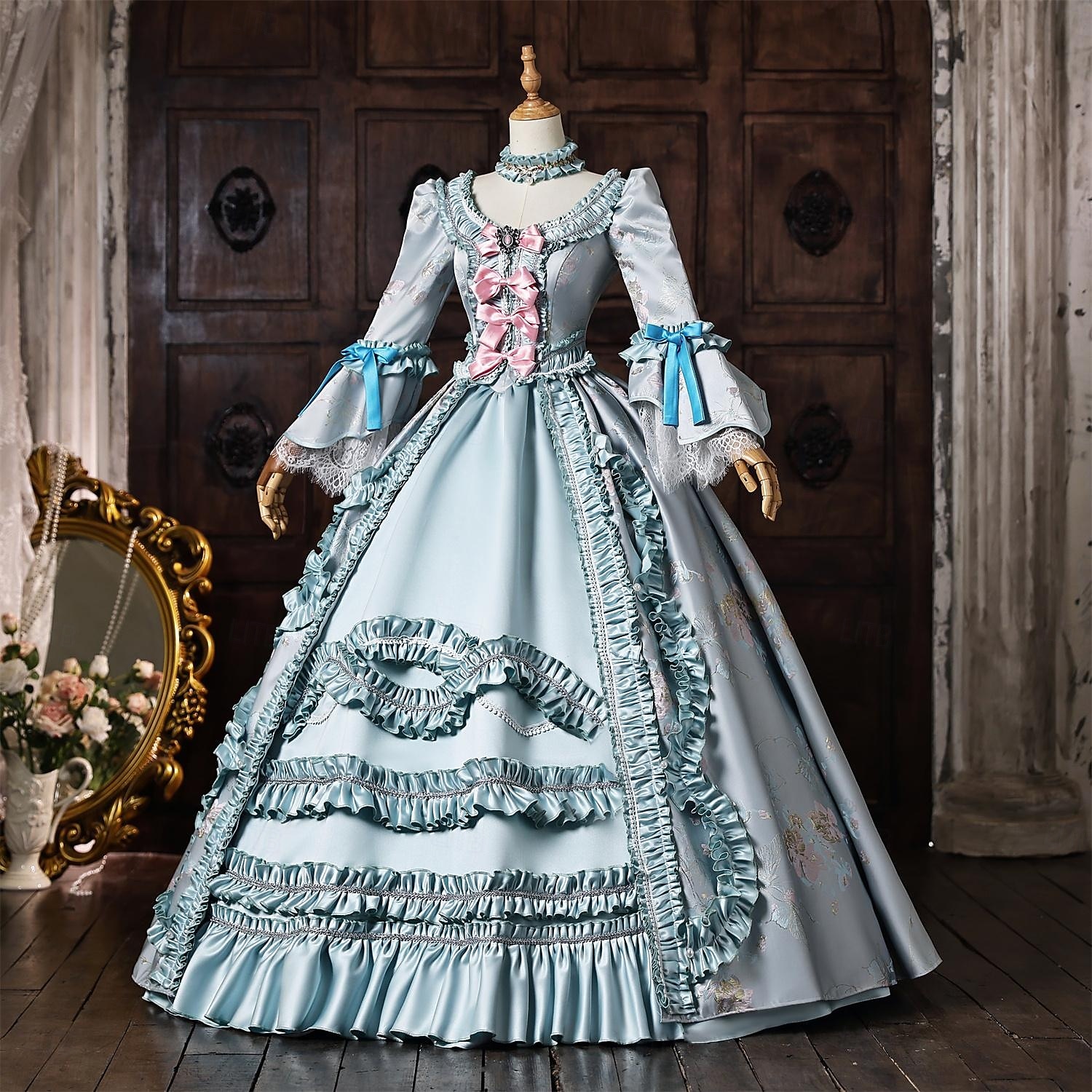 Rococó Barroco Vestido de Baile Longo Vestidos Vestido de Baile Princesa Casamento Jacquard De Baile Decote Redondo Fantasia Mulheres Real Dia Das Bruxas Carnaval Baile de Máscaras Baile de Formatura de 2026 por $301.49 –P5