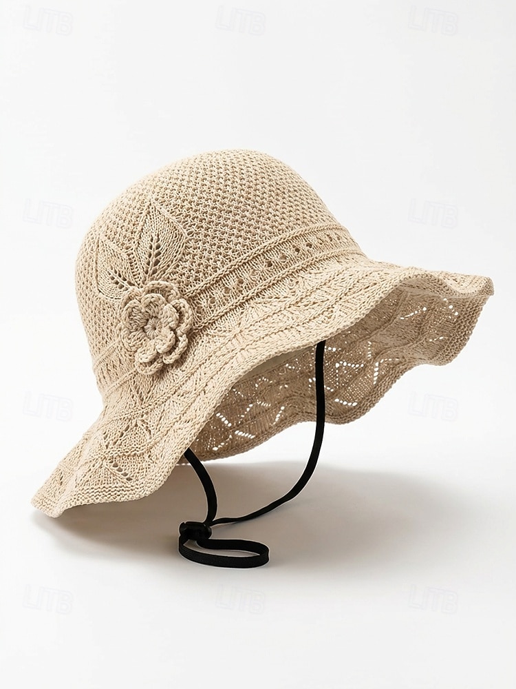 Dam bohemisk sommarhatt, andningsbar polyester, 3D-blomdekoration, flerfärgad, solhatt med brett brätte för strandsemester, vardagskläder 2026 - $11.99 –P6