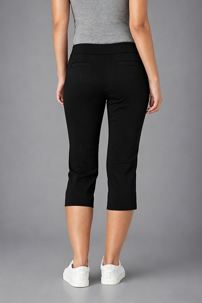 Dame Capri-bukser Leggings Elegant Ferie Grunnleggende Kalv lengde Høy Midje Helfarge Komfort Elastisk Daglig Svart Hvit Kakifarget Sommer Vår Bodycon topp 2026 - $27.99 –P6