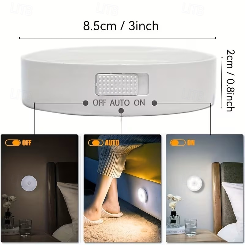 2026年 10個入り 8LEDステップライト PIRモーションセンサーライト USB充電式ナイトライト 階段、ベッドサイド、寝室、廊下照明用  コレクション – $48.99 –P6