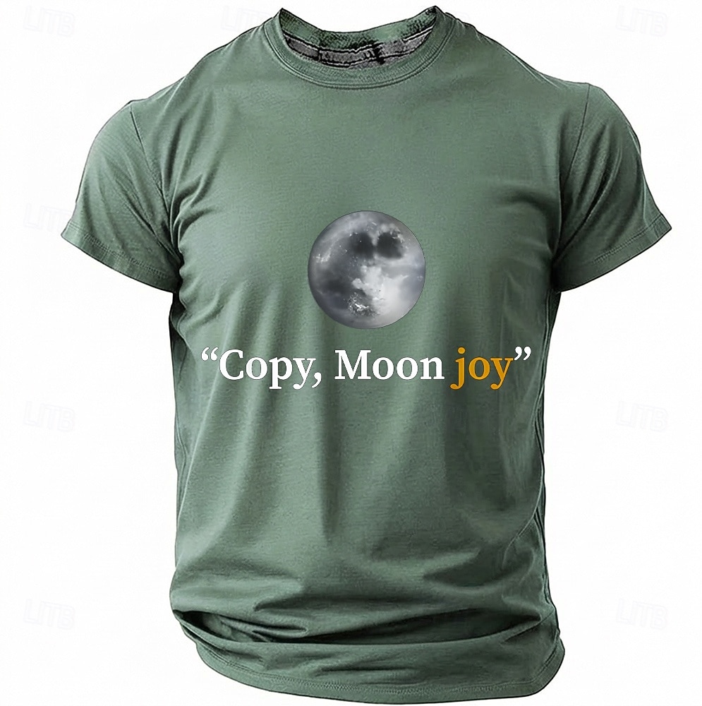 Men's "Copy, Moon joy" Full Moon Graphic T Shirt Short Sleeve Crew Neck Astronomy Space Lover Sarcastic Humor Quote Teal Blue Relaxed Fit Birthday Gift Designer Clothing Apparel 2026 - $18.99 –P6