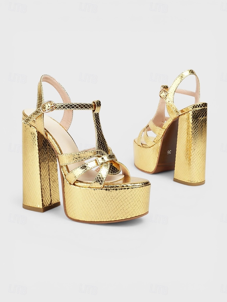 Women's 1970s Disco Silver Platform Heels - Sparkling Glitter Chunky High Heel Sandals with T-Strap Design for Studio 54 Parties, Nightclub Events & Glam Retro Outfits 2026 - $64.99 –P5