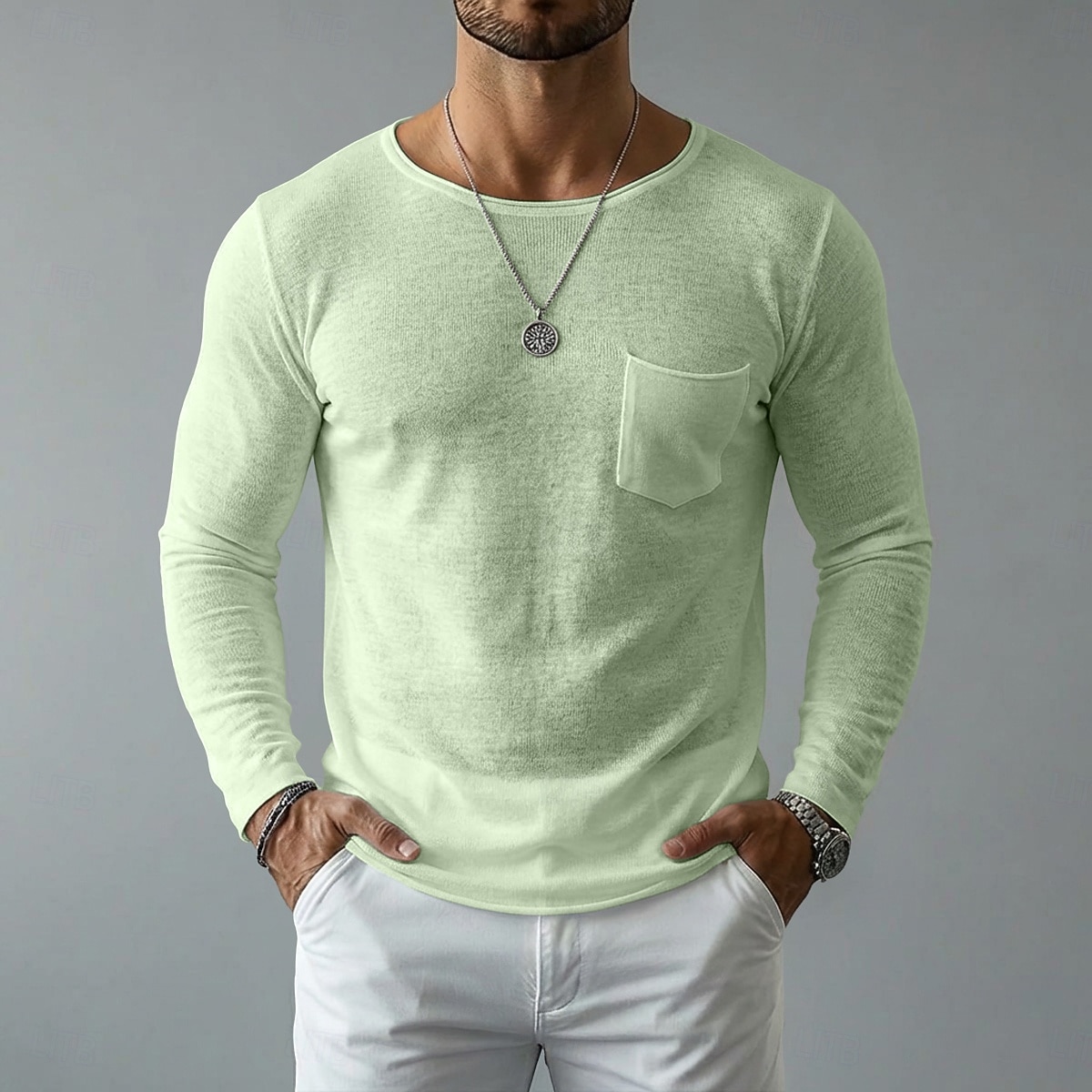 Per uomo Maglietta in lino Manica Lunga A barca Primavera & Estate Estate Primavera Tinta unica Semplice Vintage Stile Boho Casual Tasca Puro Casuale Vacanza Streetwear Blu Nero Bianco Maglietta Top del 2026 a $20.99 –P8