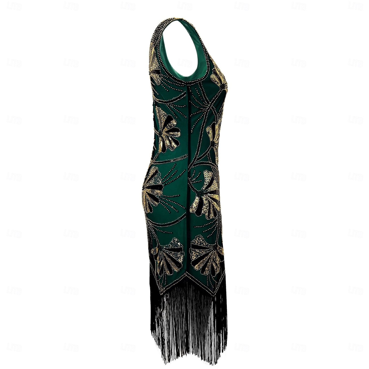 Roaring jaren '20 Jaren 1920 Retro vintage Tot de knie Flapper jurk Handschoenen Ketting Mouwloos The Great Gatsby Charleston Pailletten V-hals Kostuum Dames Halloween Carnaval Feesten & Uitgaan 2026 - $64.99 –P4