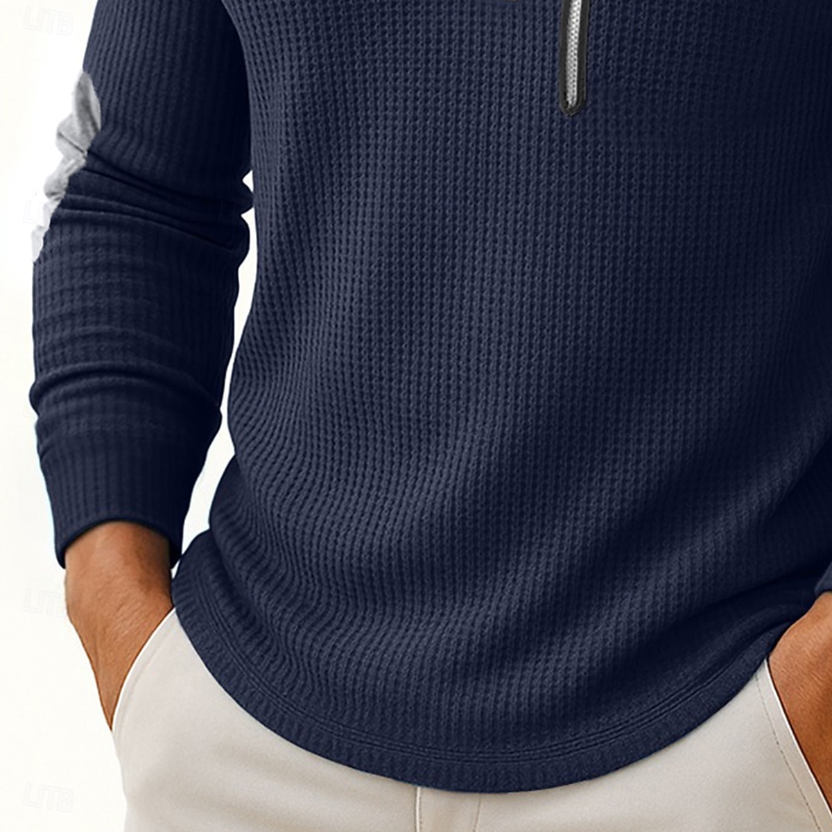 Hombre Henley Shirt Camiseta de punto gofre Camisas de hombre con coderas Manga Larga Cremallera de un cuarto Otoño invierno Primavera Otoño Retro Antiguo Casual Bolsillos Cerrar Retazos Casual 2026 - $27.99 –P3