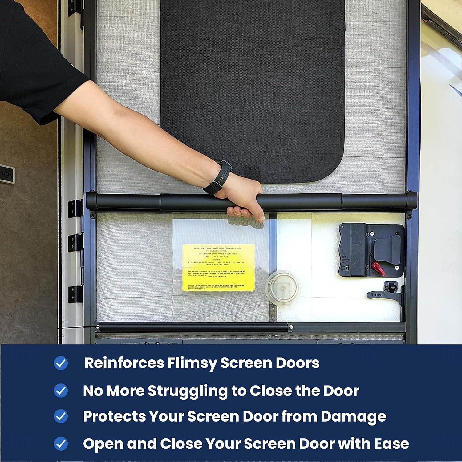Barra de agarre de aluminio para puerta mosquitera de caravana - Accesorios ajustables para la barra transversal de la puerta mosquitera de la caravana - Protector resistente para facilitar la salida 2026 - $25.99 –P8