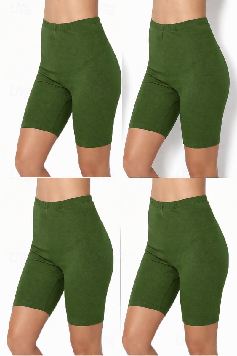4 pezzi pantaloncini chino da donna leggings leggings comodi vacanza streetwear basic lunghezza al ginocchio vita alta tinta unita elastico in vita comfort traspirante elasticizzato vacanza street del 2026 a $32.99 –P6