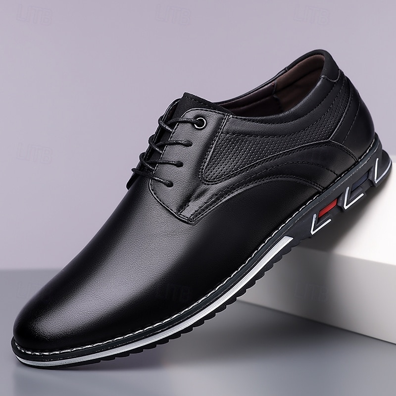 Herrbruna derbyskor, lätta och bekväma promenadskor med snörning, eleganta casualskor för män, kontor, vardagskläder, business casual och helgutflykter 2026 - $46.99 –P1
