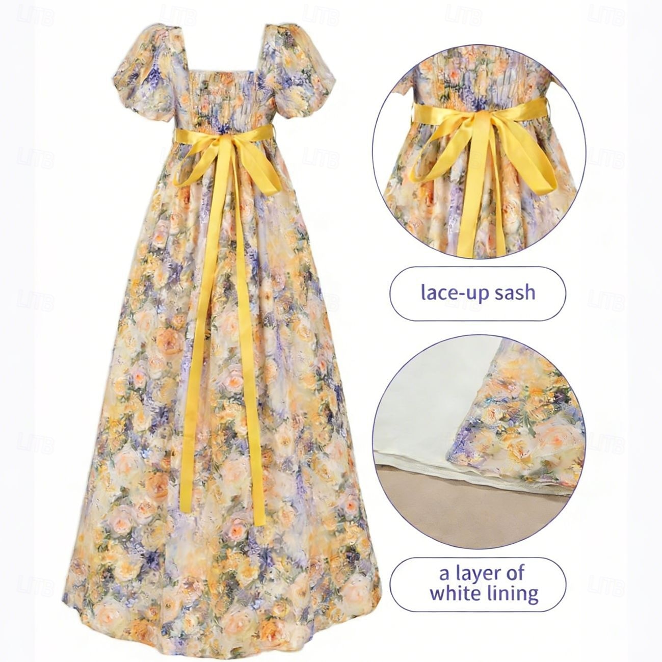 Médiéval Renaissance 19ème siècle Longueur au sol Robe Manches courtes Princesse Floral Imprimé Floral Col carré Déguisement Femmes Carnaval Foire de la Renaissance LARP Soirée à thème rétro Adulte de 2026 ? $83.99 –P6