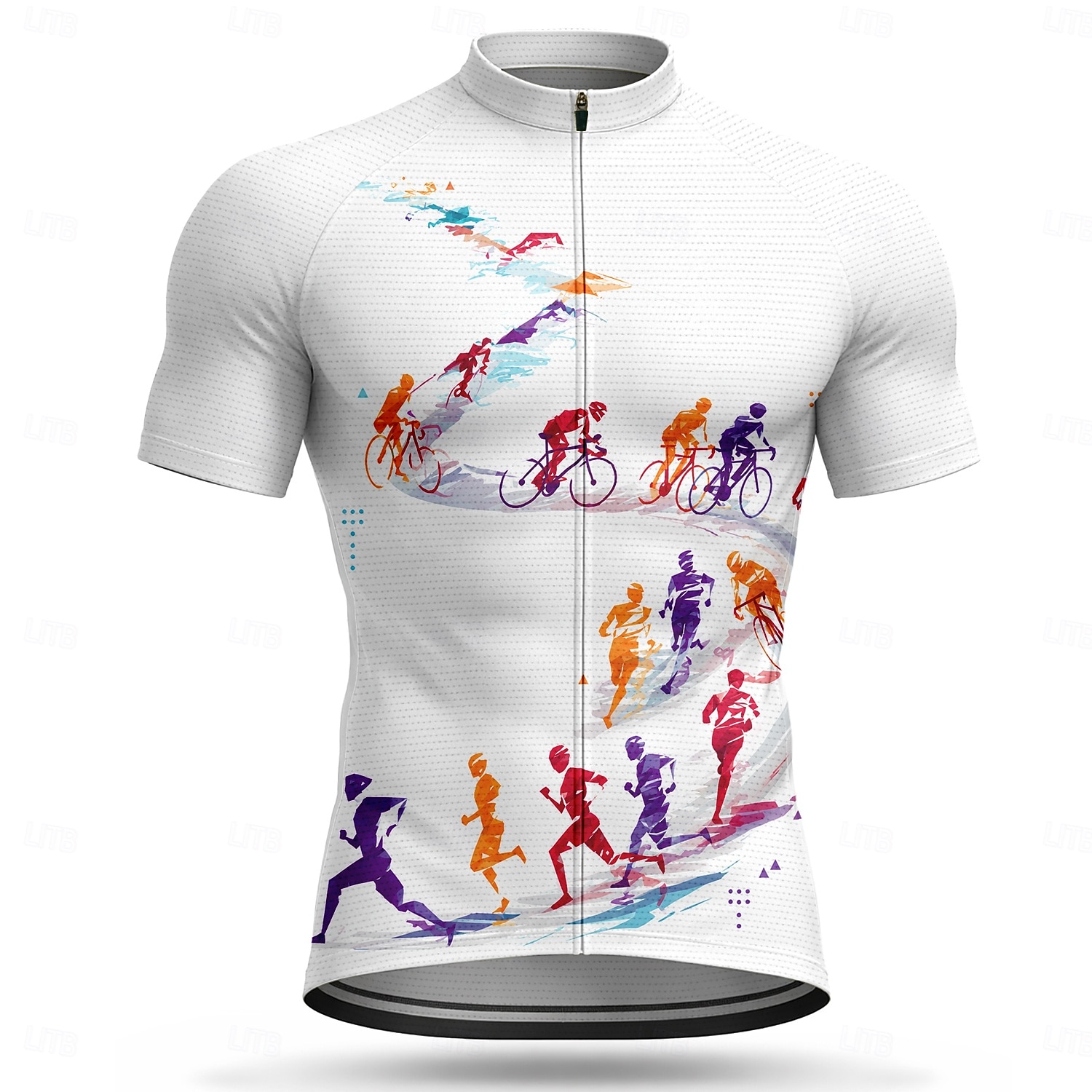 Bărbați Jersey de ciclism Geometric Bicicletă Manșon scurt Bicicletă Jerseu Topuri cu 3 buzunare spate Rezistent la UV Uscare rapidă Cu buzunare Fermoar Față Sport Alb Îmbrăcăminte 2026 - $28.99 –P1