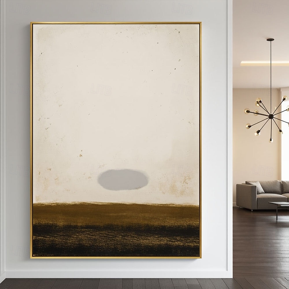 Minimalist Calming Landscape Painting On Canvas Large Contemporary Monochromatic Artwork Vertical Wall Decor Brown Beige Canvas Art 2026 - $100.99 –P5