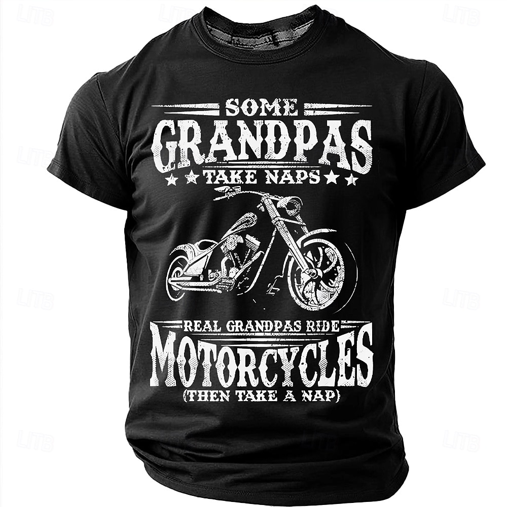 بعض الأجداد يأخذون قيلولة، والأجداد الحقيقيون يركبون الدراجات النارية. تي شيرت رجالي برسومات فكاهية، بأكمام قصيرة ورقبة دائرية، مناسب للارتداء اليومي، متوفر بمقاسات S، M، L، XL، XXL، XXXL. 2026 - RON 88.6 –P2