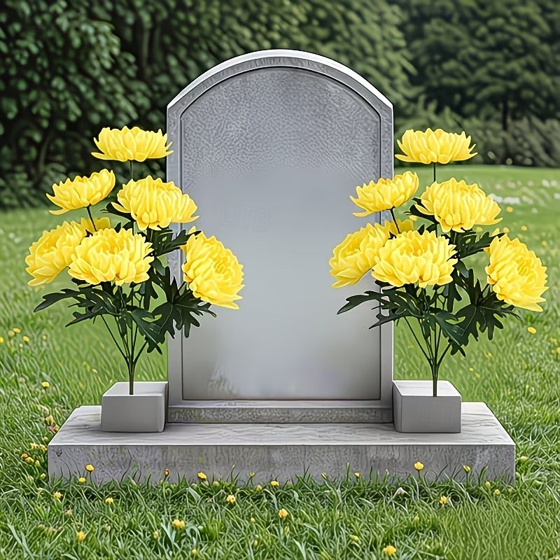 2 flores artificiales para cementerio, ideales para el Día de los Caídos, aptas para cementerios al aire libre y decoración de tumbas. Decoración permanente para cementerios y funerales que no 2026 - $17.99 –P4