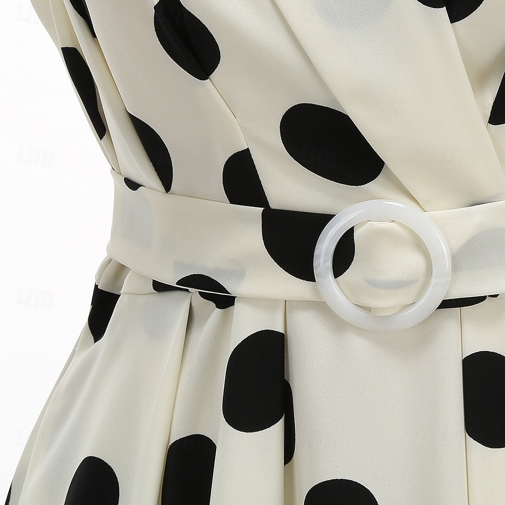1950er Retro Vintage Rockabilly Midlänge Kleid Swing-Kleid Ausgestelltes Kleid Kurze Ärmel Einfarbig Tupfen Tailliert und ausgestellt Schaukel V Ausschnitt Kostüm Damen Lässig Party Alltagskleidung 2026 - $49.99 –P5