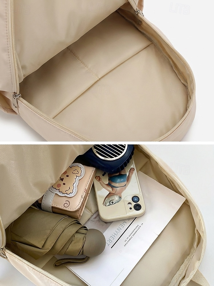Mochila feminina de poliéster com laço decorativo, várias cores, grande capacidade com vários bolsos, alças ajustáveis, perfeita para o ensino fundamental. &volta às aulas no ensino fundamental, de 2026 por $24.99 –P6