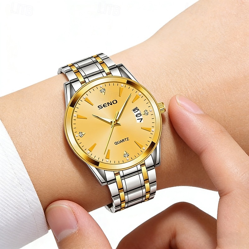 Orologio da polso di lusso da uomo in oro, al quarzo, elegante e alla moda, con bracciale a maglie in acciaio inossidabile, datario, impermeabile, orologio classico ed elegante, regalo perfetto per del 2026 a $16.99 –P11