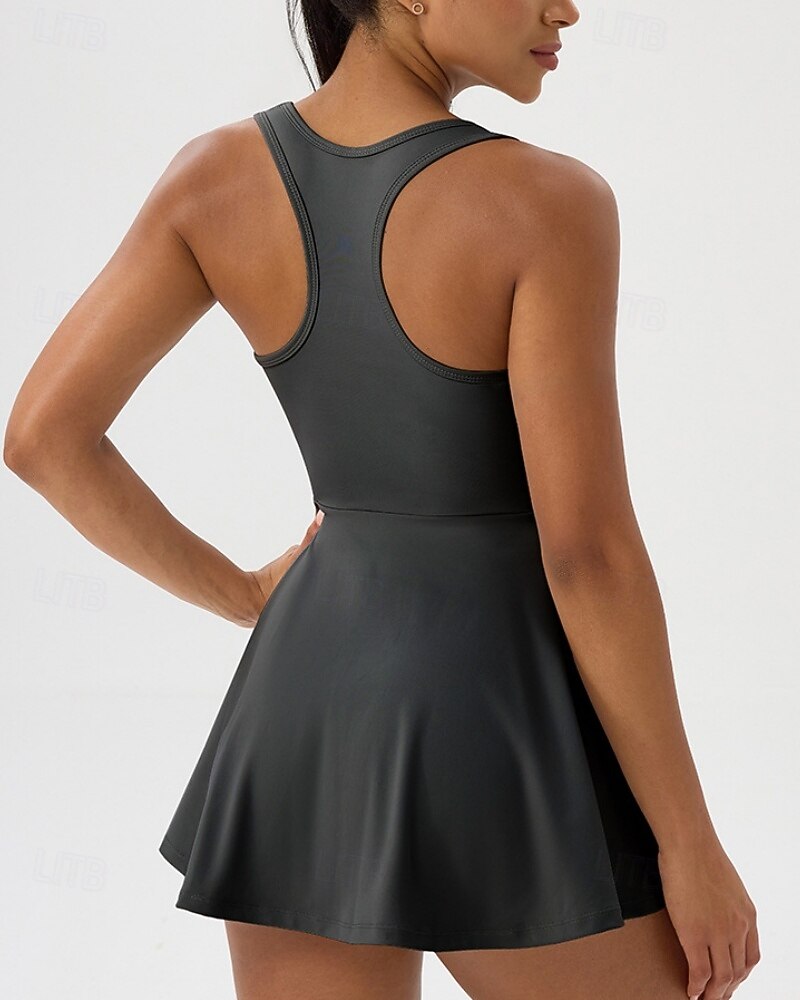Women's Solid Colored Tennis Dress with Shorts Sports Dress Sleeveless Pocket Elastic Sweat-Wicking Breathable Tennis Golf Running Scoop Neck Dress Black White Green Tennis Clothing 2026 - $21.99 –P16