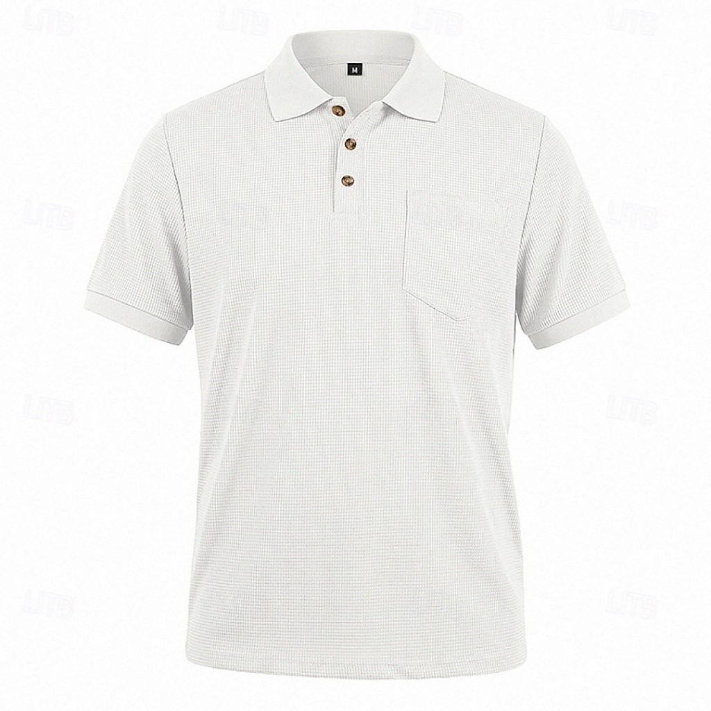 Per uomo Magliette Polo a Nido d'Ape Polo Casuale Streetwear Bavero Manica Corta Essenziale Moderno Semplice Tasca Leggero Estate Primavera Vestibilità regolare Nero Bianco Blu marino Verde scuro del 2026 a $21.99 –P6
