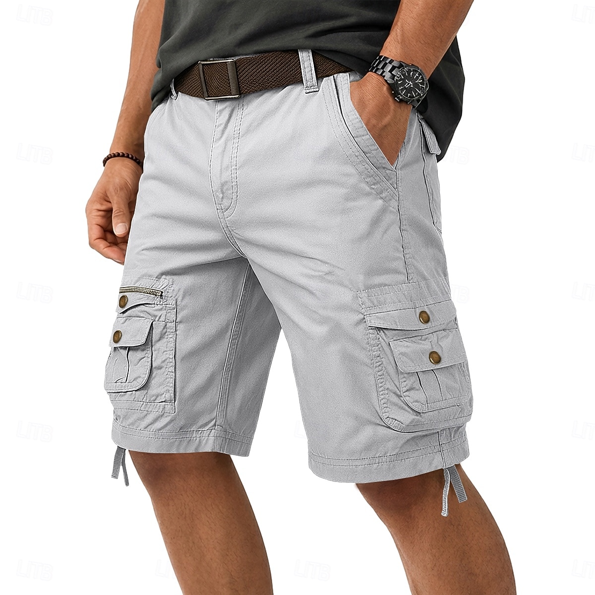 Męskie Spodenki cargo Szorty plażowe Spodenki robocze Kraťasy na turistiku Sznurek do ściągania nóg Multi Pocket Do noszenia Równina Do kolan Codzienny Na zewnątrz Sporty na świeżym powietrzu Urlop 2026 - $34.99 –P11