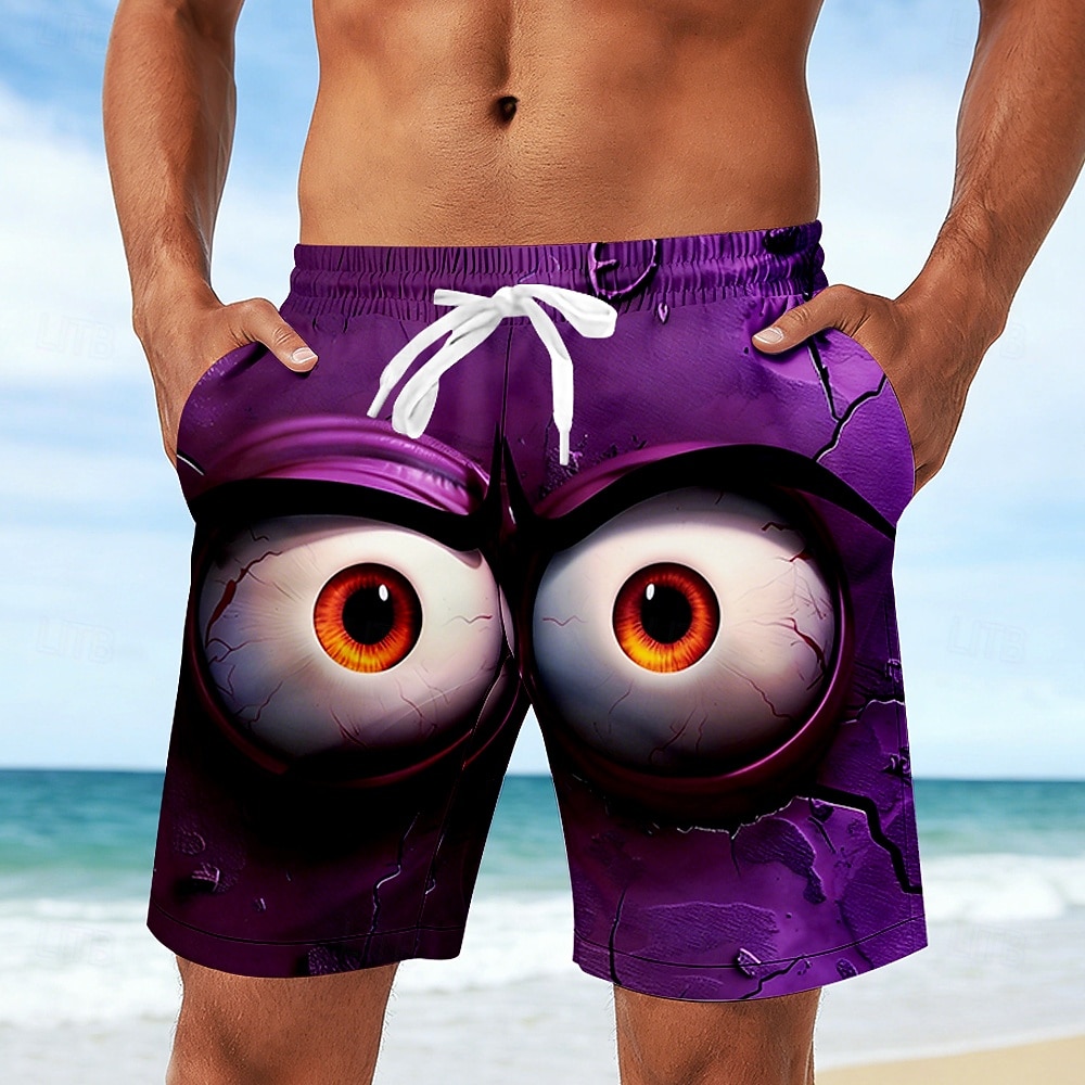 Herr 3D Print 3D-seriefigur Stora ögon Badshorts Baddräkter Badshorts Boardshorts Medium Midja Rolig Strandsemester Sidfickor Mesh foder Elastisk dragsko i midjan Designer Kläder 2026 - $20.99 –P5