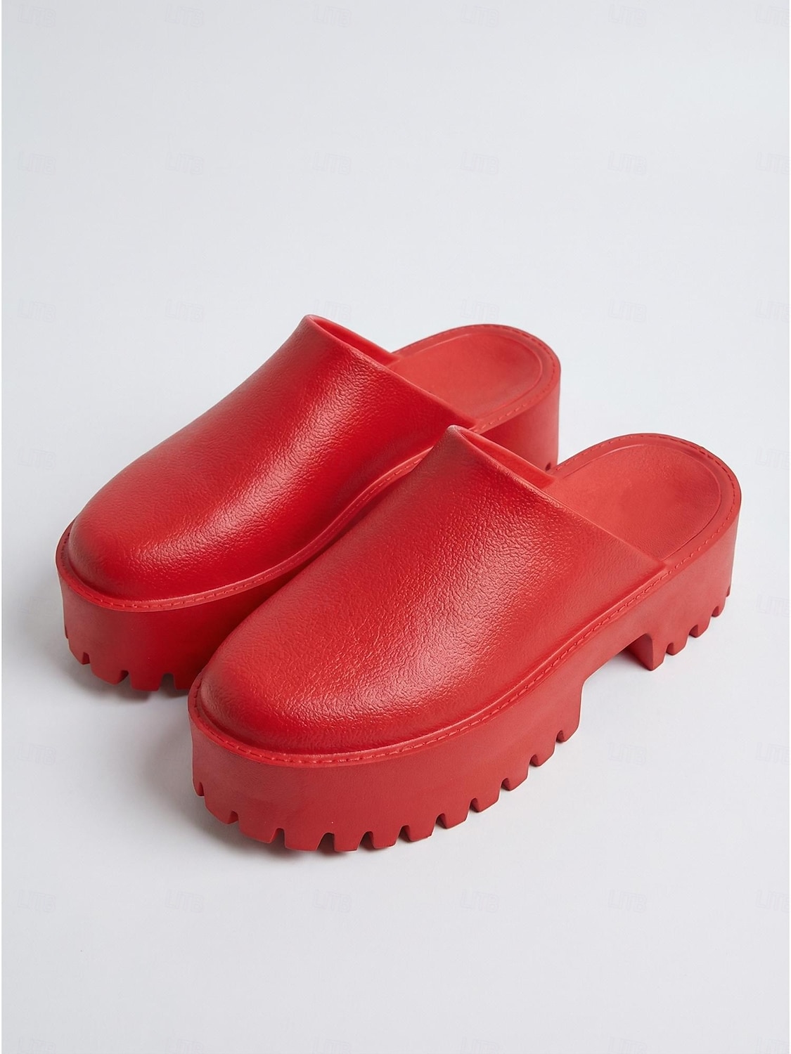 mocassini da donna rosso acceso con plateau - comodi zoccoli con suola spessa e punta chiusa e arrotondata &Suola a carrarmato per abbigliamento casual quotidiano, moda street &abiti urbani audaci del 2026 a $32.99 –P2