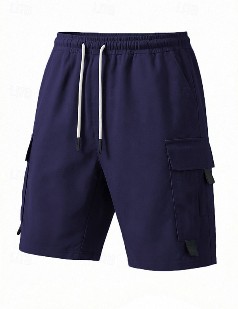 Voor heren Ladingbroek Cargoshorts Korte broek Casual korte broek Zak Elastische taille Effen Knielengte Casual Buiten Streetwear Modieus Streetwear Zwart Marineblauw Inelastisch 2026 - $22.99 –P4