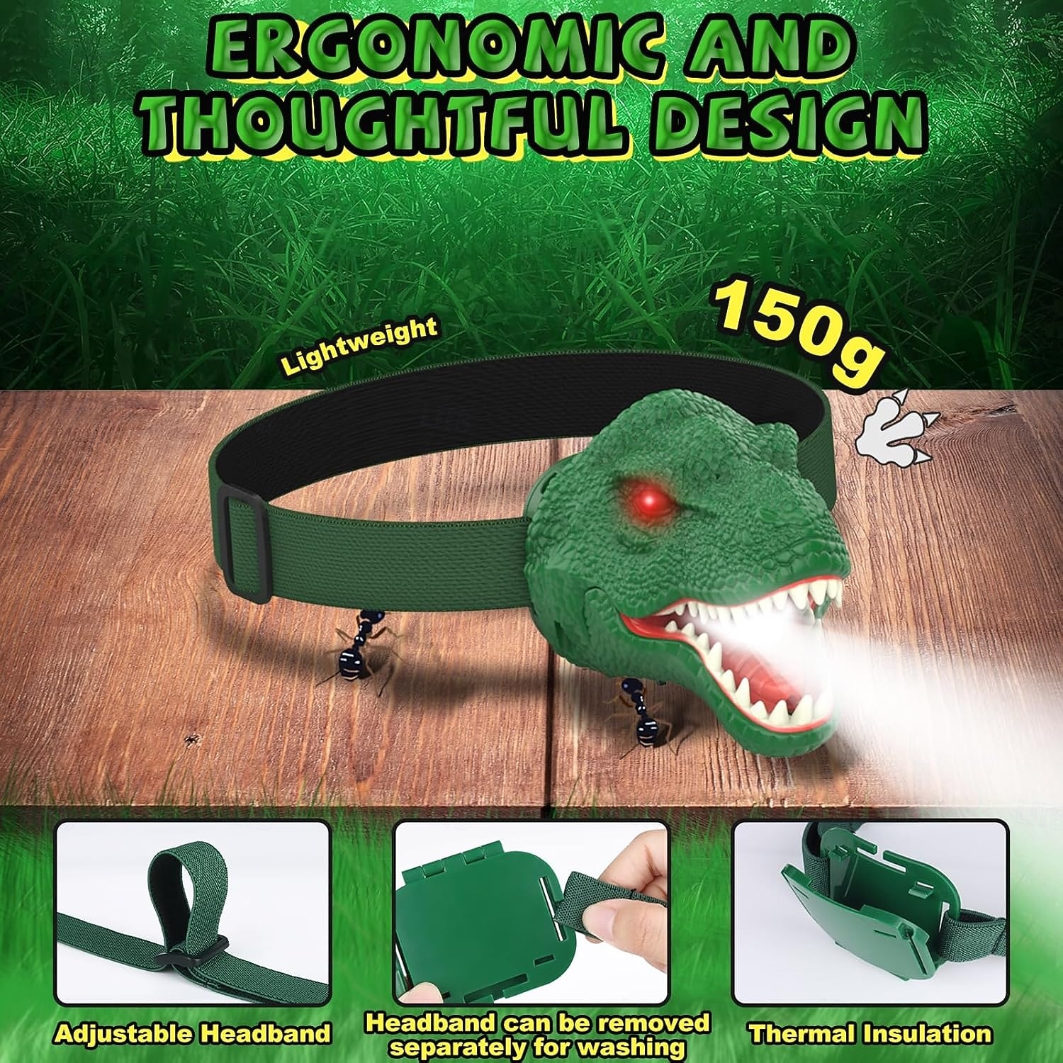 Headlamp, Dinosaur LED Rechargeable Headlamp for Flashlight Outdoor Camping Essentials Gear, Dinosaur Toys Headlight for Boys Girls/Adults, Ideal Gift Toys for Birthday Rave Party 2026 - $30.99 –P2