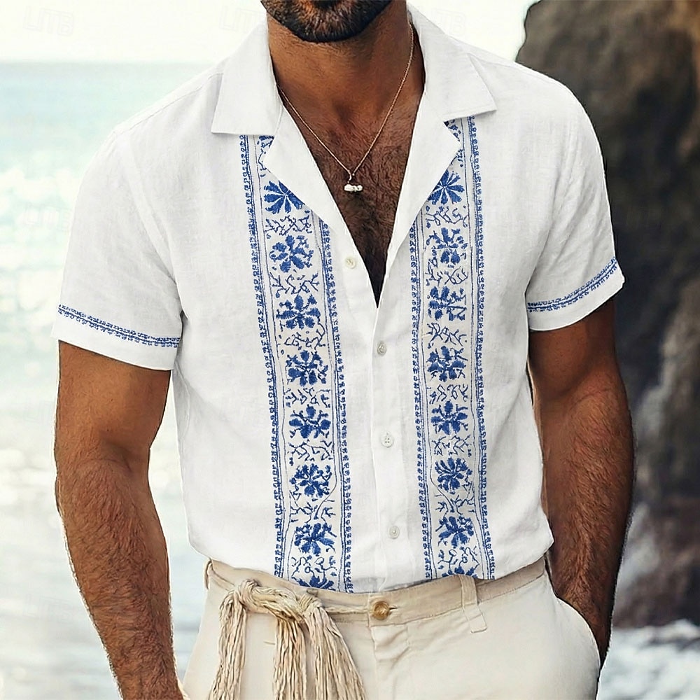Hombre Estampado Floral Étnico Flores Camisa Camisa Guayabera Camisa de campamento Mangas cortas retro de la vendimia Casual Diario vacaciones en la playa Verano Primavera Collar Cubano Impresión 3D 2026 - $25.99 –P2