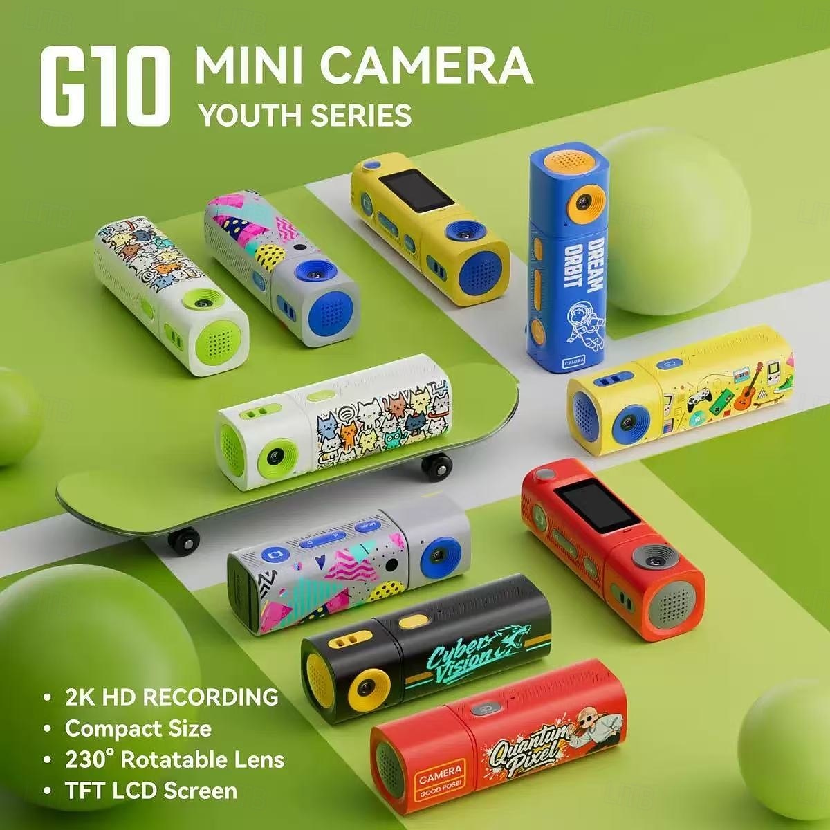 Mini kamera G10 dla dzieci i nastolatków, cyfrowa kamera wideo 2K HD z obiektywem obrotowym 230° &Ekran TFT, kompaktowa, przenośna kamera do vlogów, modny prezent urodzinowy dla chłopców i dziewcząt z 2026 - $46.99 –P4