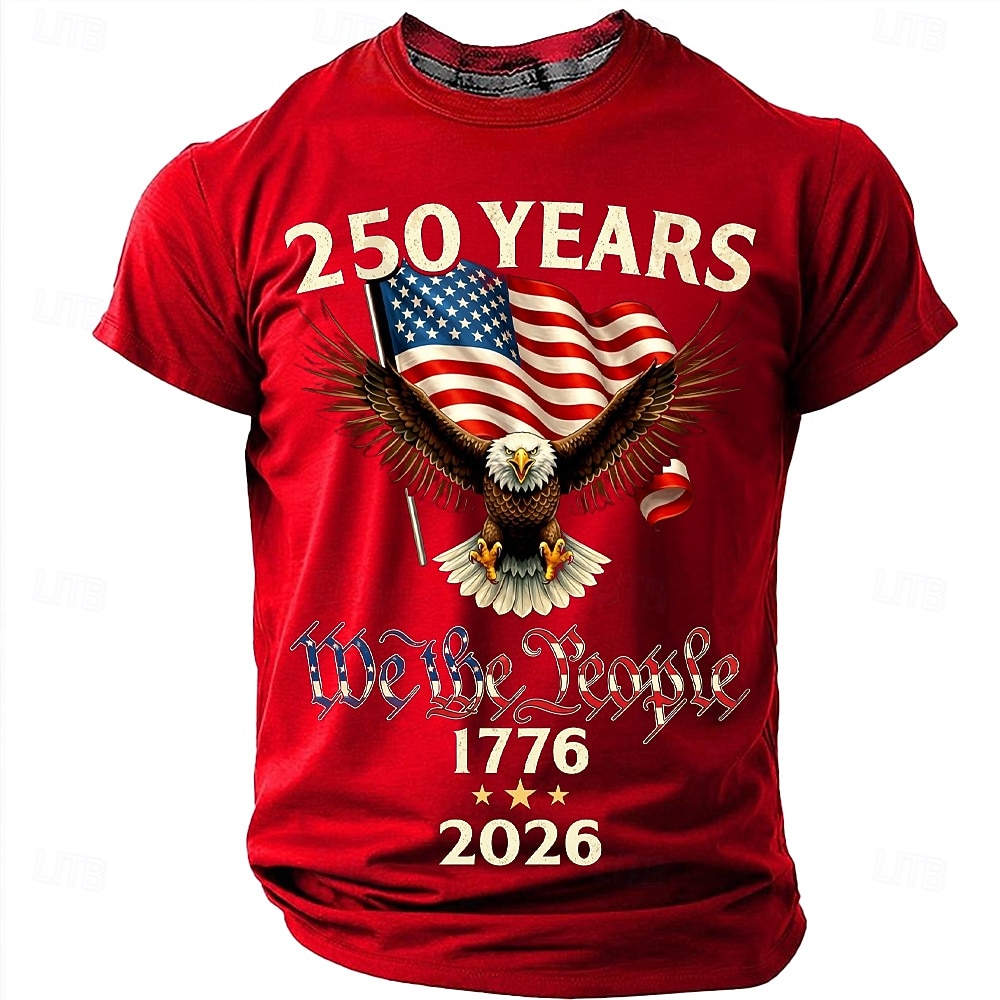 250 Years 1776 2026 We The People Men's Patriotic Bald Eagle American Flag Vintage USA Pride T Shirt Graphic Crew Neck Short Sleeve Independence Day Celebration Gift Designer Clothing Apparel 2026 - $18.99 –P16