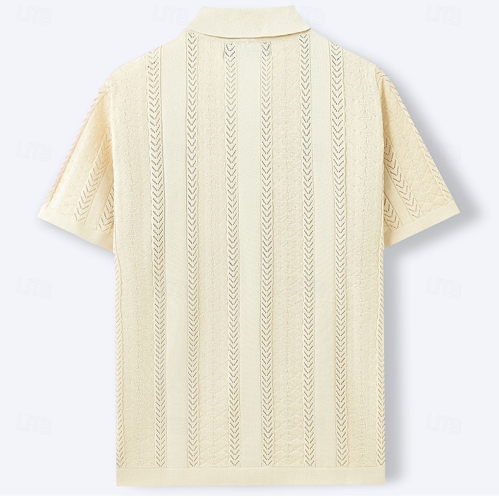 Men's Shirt Casual Shirt Button Up Shirt Jacquard Shirt Blue Green Apricot Short Sleeve Plain Cuban Collar Casual Daily Buttons Clothing Apparel Viscose Elegant Fashion Casual 2026 - $32.99 –P10