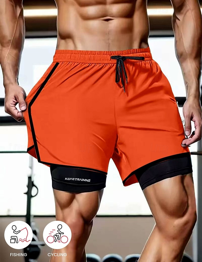 Men's Shorts Casual Shorts Athletic Short Pocket Elastic Waist 2 in 1 Plain Solid Quick Dry Breathable Short Daily Outdoor Gym Sports Sport Blue Black Micro-elastic 2026 - $14.99 –P9