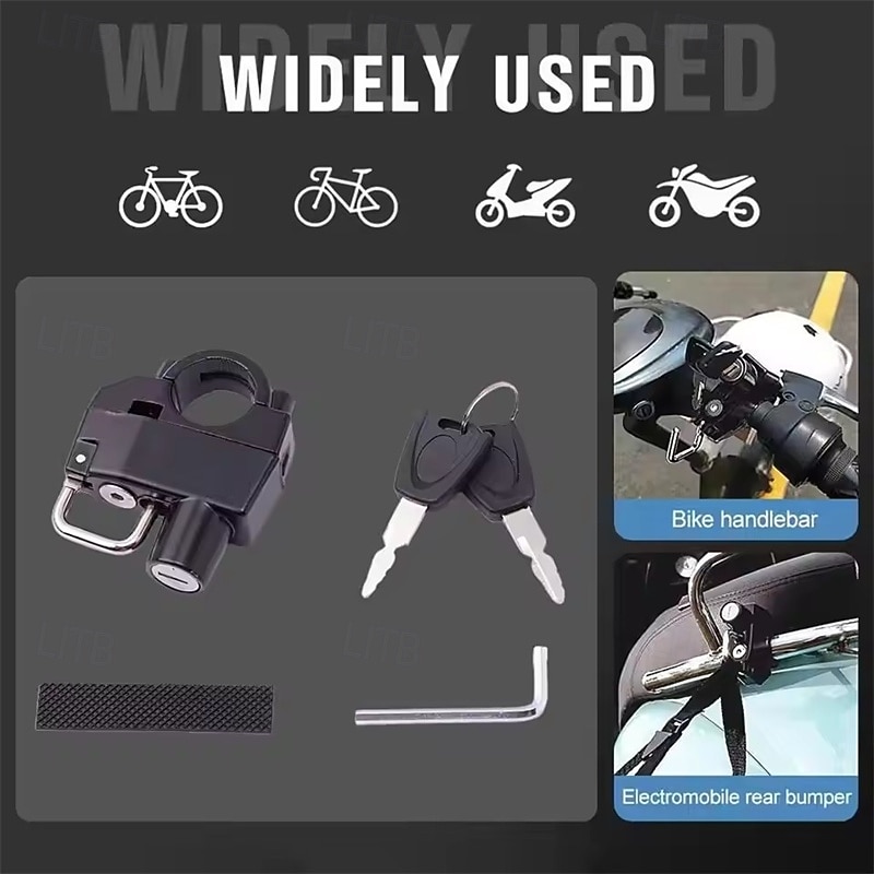 2 Pack Motorcycle Helmet Lock, Universal Anti-Theft Handlebar Mount Helmet Security Lock for Motorbike Scooter Bicycle, Heavy Duty Metal Lock with 2 Keys, Fits 22-25mm Handlebars, Black 2026 - $18.99 –P5