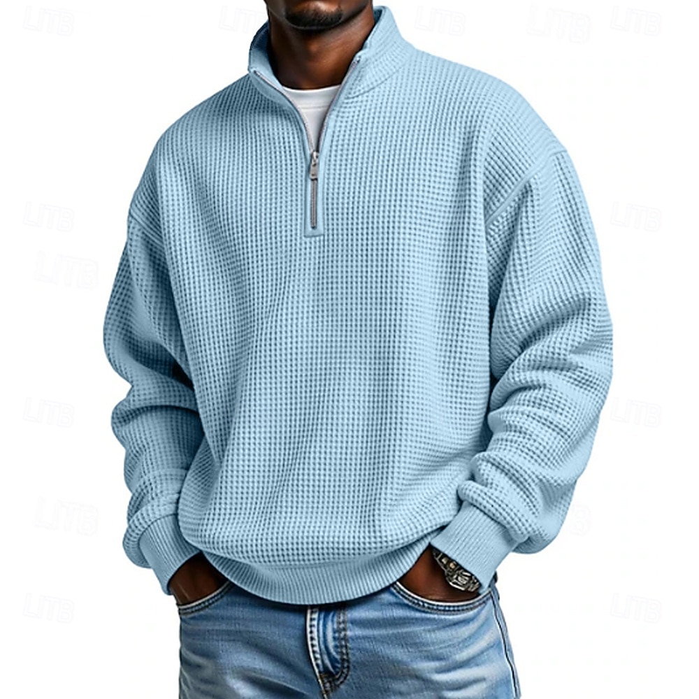 Per uomo Magliette Polo a Nido d'Ape Polo Vacanza Streetwear Zip a un quarto Manica Lunga Moda Essenziale Semplice Primavera Autunno Vestibilità regolare Viola blu navy Aalbicocca Nero Bianco Vino del 2026 a $32.99 –P10