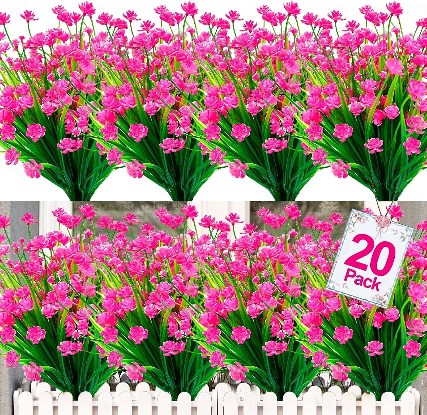 20 Bundles Artificial Flowers for Outdoors, Summer Spring Grass Camellia Fake Flowers Plastic Plants, UV Resistant No Fade Faux Greenery for Gardens Porch Cemetery Decor 2026 - $29.99 –P7