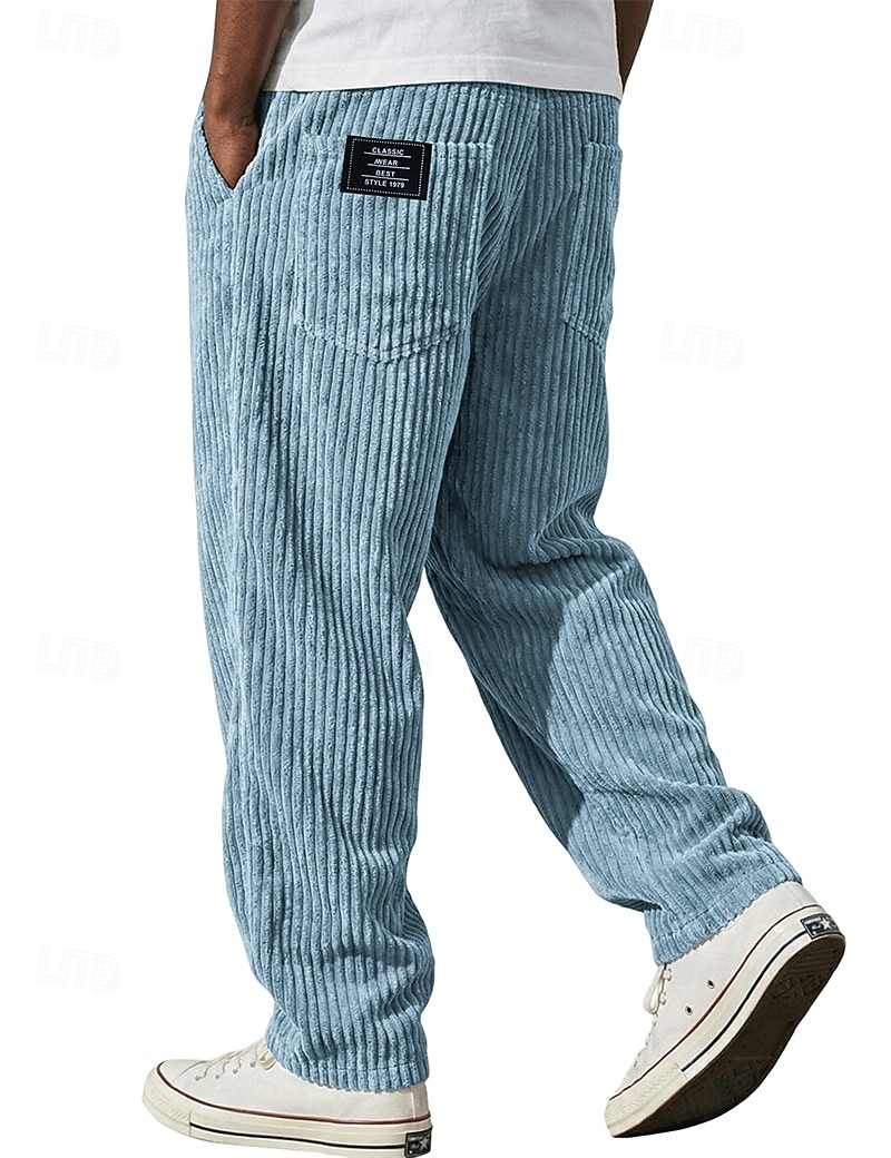 Bărbați Pantaloni Pantaloni Corduroy Pantaloni de iarnă Pantaloni casual Pantaloni largi Cordon Picior drept Culoare solidă Confort Απαλό Lungime totală Casual Zilnic În aer liber Modă Stil Clasic 2026 - $29.99 –P5