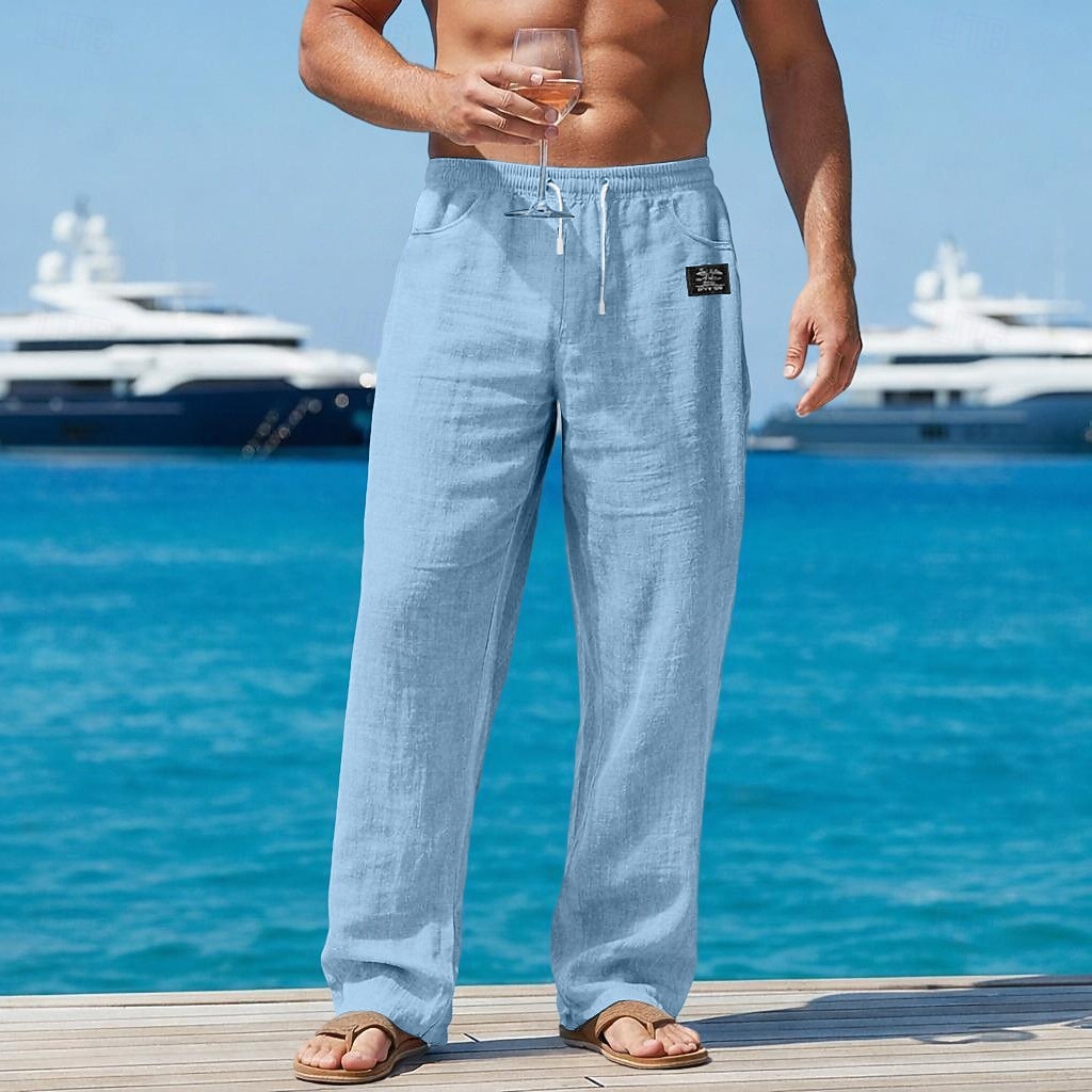 Per uomo Pantaloni di Lino Pantaloni Pantaloni Estivi Pantaloni Larghi Pantaloni da Spiaggia Elastico in vita Gamba Dritta Semplice Comodità Traspirante Lunghezza intera Casuale Quotidiano All'aperto del 2026 a $27.99 –P8