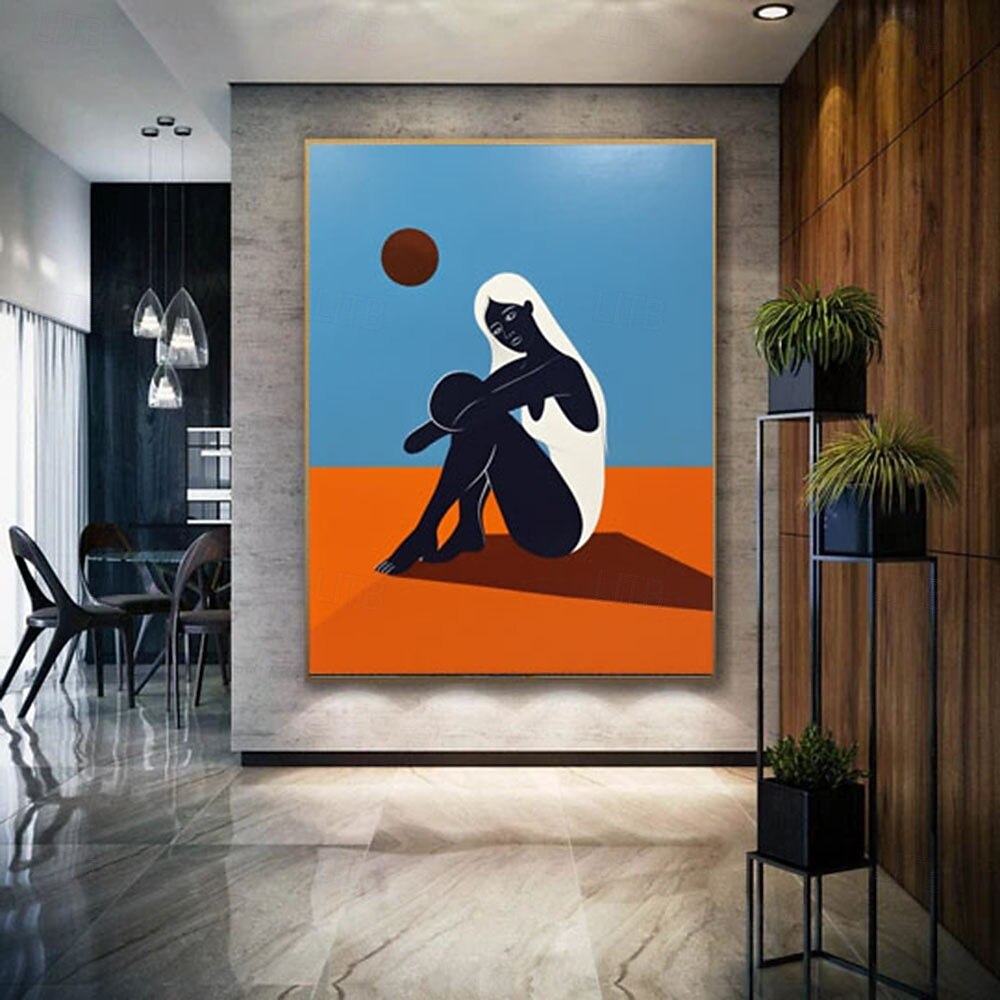 большая абстрактная картина, оригинальная минималистичная картина, абстрактное искусство, картина с изображением чернокожих женщин, синяя абстрактная картина, большая картина с диваном на стену. 2026 - $91.99 –P1