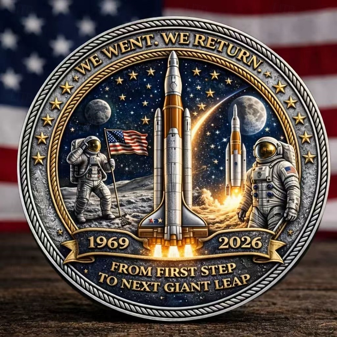 Moneta commemorativa della missione lunare Artemis II, tributo all'allunaggio 1969-2026, astronauta &Oggetto da collezione per l'esplorazione spaziale, razzo spaziale, cimelio storico dello spazio, del 2026 a $19.99 –P1