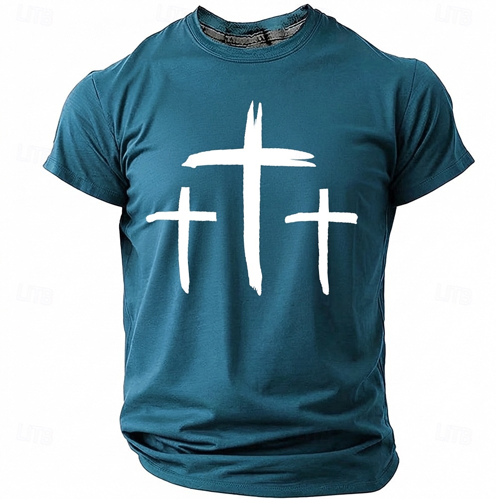 Hombre Cruz Camiseta Manga Corta Camiseta Impresión 3D Cuello Barco Camisa Moda Design Sencillo Casual Diario Fiesta Rojo Verano Primavera Ropa S M L XL XXL XXXL 2026 - $18.99 –P17