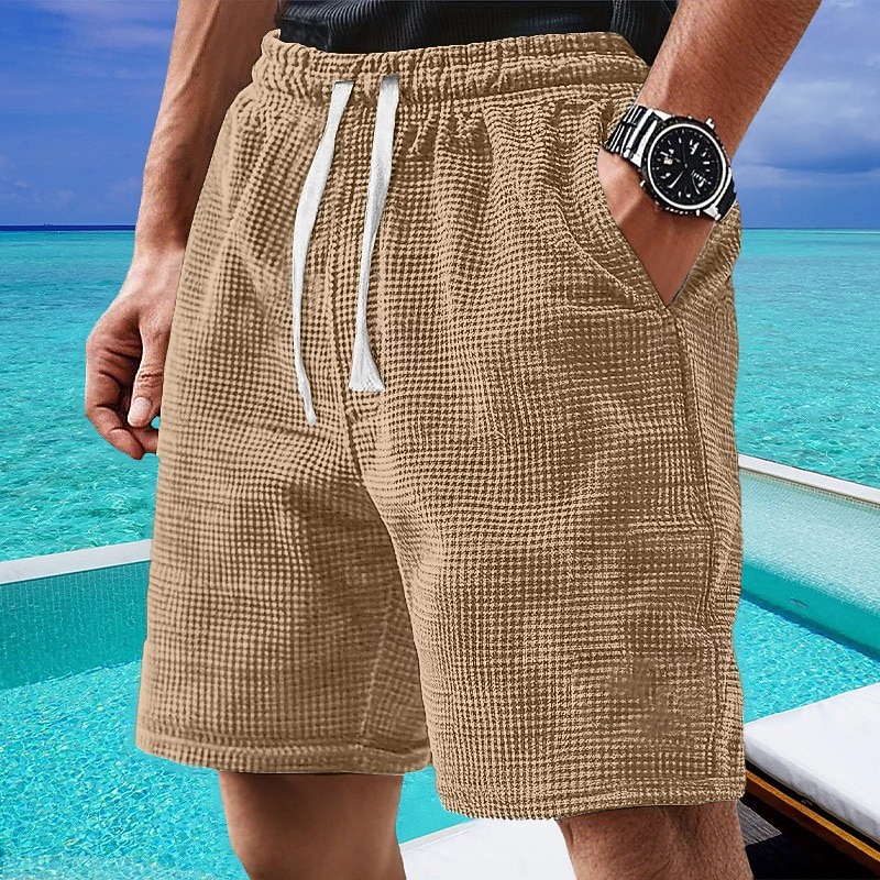 Męskie Szorty waflowe Szorty Letnie szorty Szorty na co dzień Ściągana na sznurek Kieszeń Elastyczny pas Równina Komfort Oddychający Krótki Na zewnątrz Urlop Sportowy Codzienny Biały Jasnozielony 2026 - $21.99 –P5