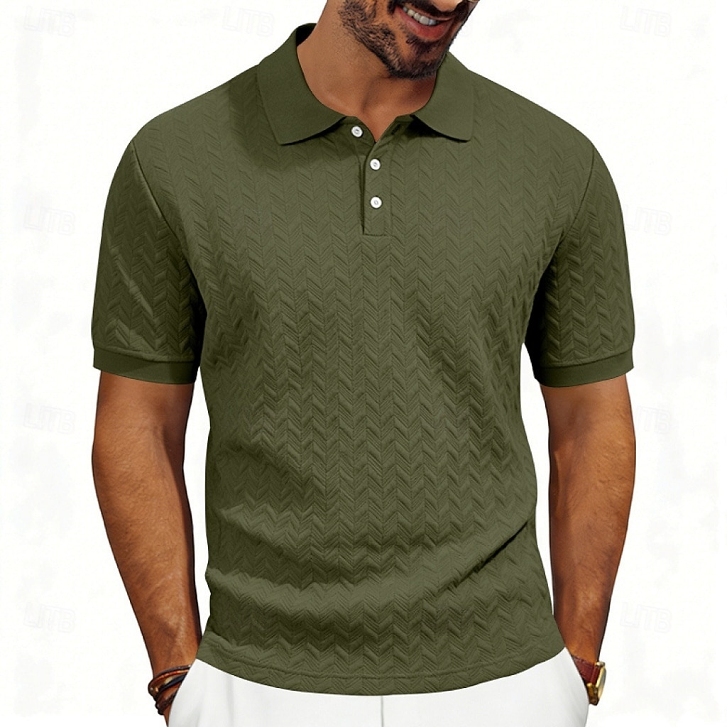 Men's Polo Polo Shirts Casual Street Lapel Short Sleeve Basic Modern Plain Lightweight Buttons Summer Spring Regular Fit Black White Khaki Dark Grey Army Green Polo 2026 - $21.99 –P19
