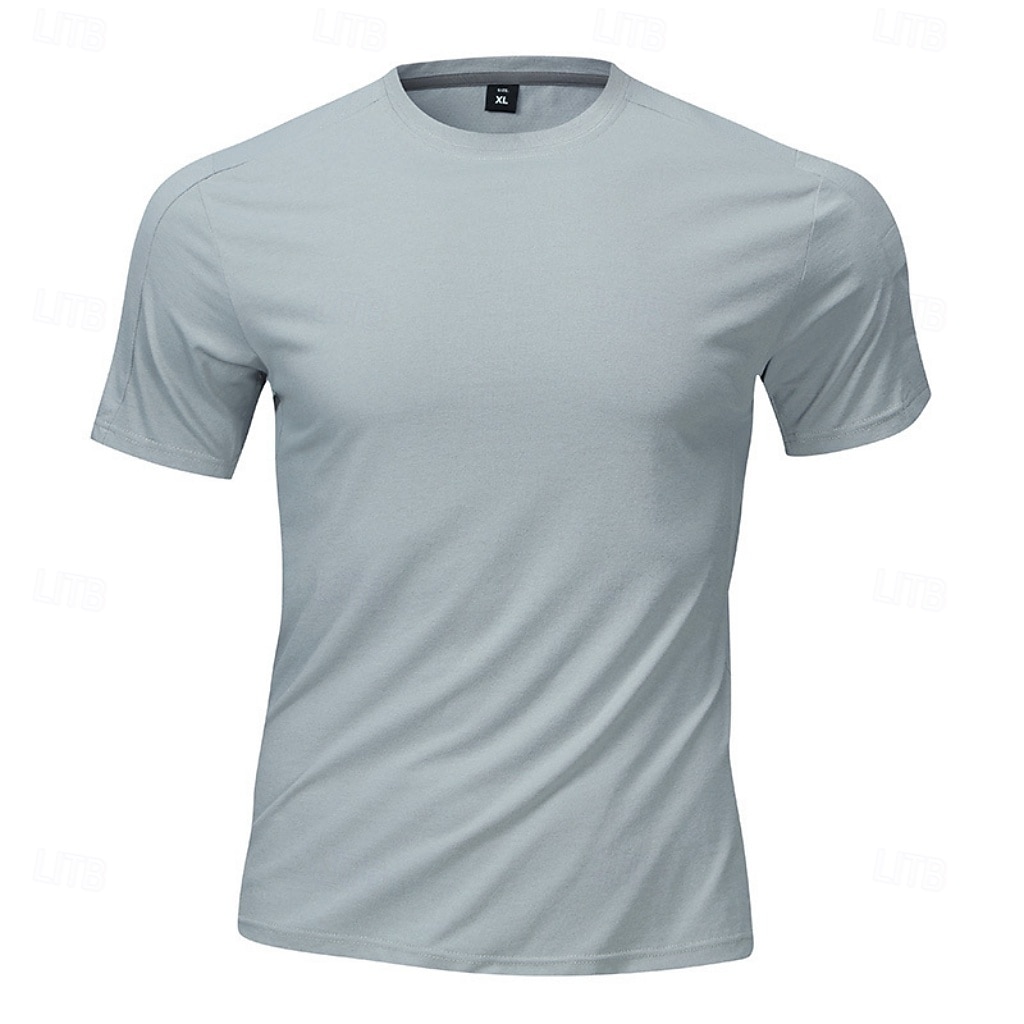 Men's T Shirt Short Sleeve Shirt Tee Top Short Sleeve Crew Neck Summer Spring Solid Color Streetwear Stylish Leisure Quick Dry Slim Daily Outdoor Running Light Grey Top Tee for Men 2026 - $22.99 –P5