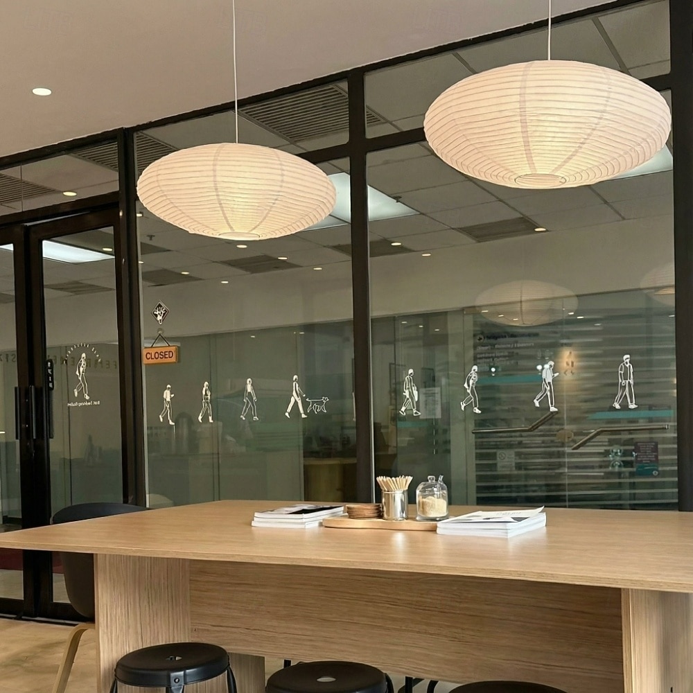 Lampă pandantiv ovală wabi sabi din hârtie, stil japonez, lampă de tavan minimalistă suspendată, candelabru modern cu felinar din hârtie pentru sufragerie, dormitor, living 2026 - $197.99 –P1