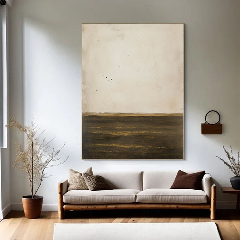 Minimalist Calming Landscape Painting On Canvas Large Contemporary Monochromatic Artwork Vertical Wall Decor Brown Beige Canvas Art 2026 - $100.99 –P4