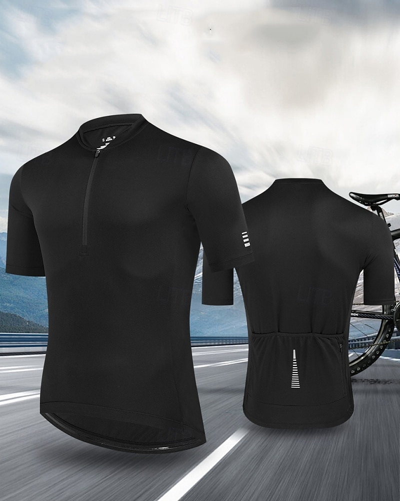 Męskie Koszulka rowerowa Jeden kolor Krótki rękaw Rower Dżersej Top z 3 tylnymi kieszeniami Odporny na UV Szybkie wysychanie Kieszeń na plecach Odvádí pot Sport Czarny Biały Czerwony Odzież 2026 - $26.99 –P6