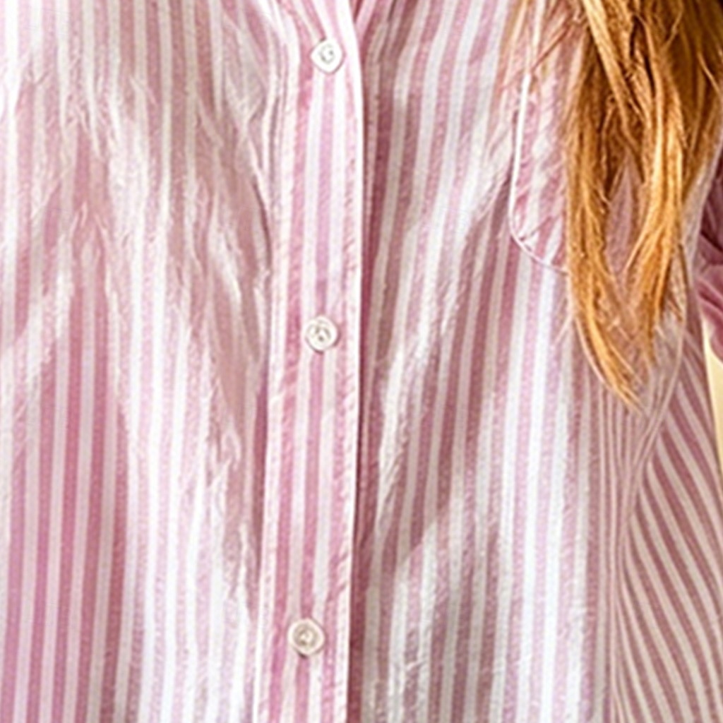 Per donna Camicia Camicia Estiva Camicia casual Camicia con Bottoni A righe Vacanza Moda Quotidiano Manica Lunga Collo ripiegato Top lunghi Abbigliamento casual alla moda Spiaggia Ferie Rosa Estate del 2026 a $26.99 –P3