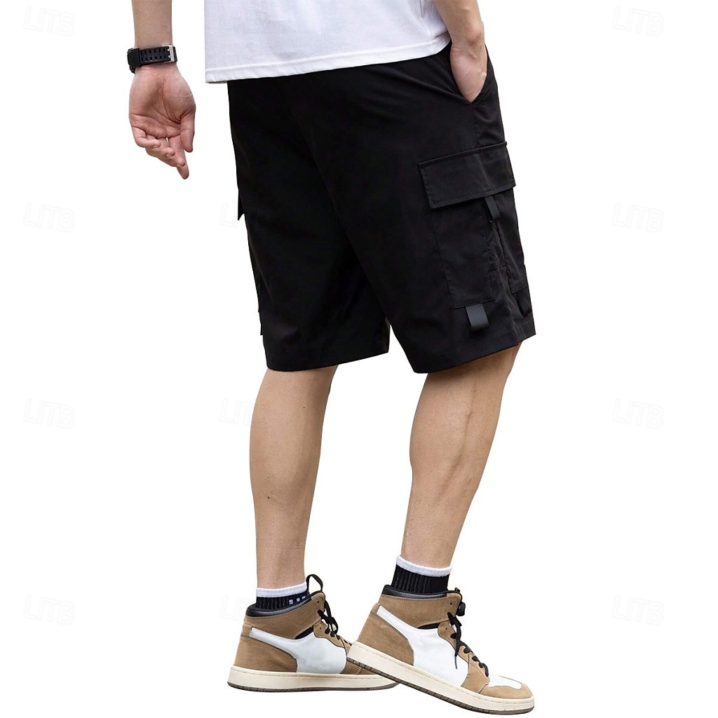 Herr Cargobyxor Cargo-shorts Shorts Casual shorts Snörning Ficka Elastisk midja Slät Enfärgat Knelängd Utomhus Streetwear Camping Mode Streetwear Svart Marinblå Oelastisk 2026 - $21.99 –P3