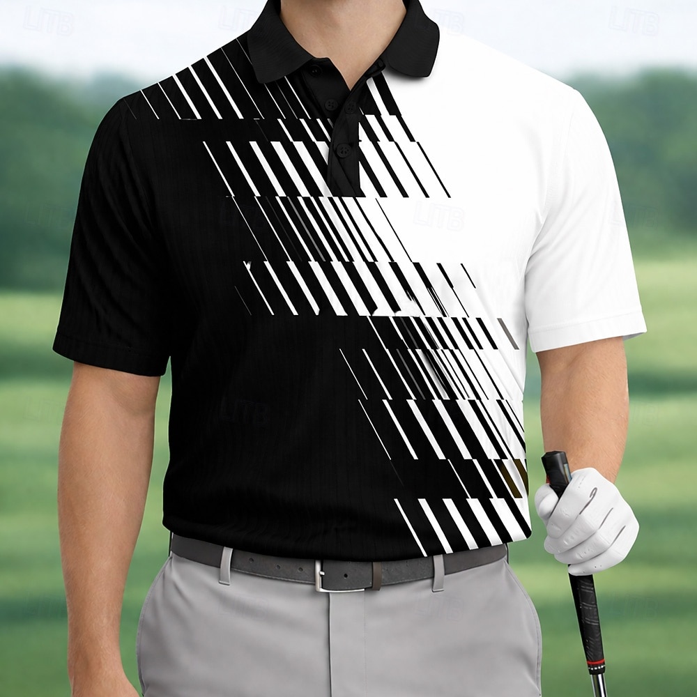 Hombre Geométrico Golf Camisetas polo deportivas Manga Corta Camisas de polo Camisas con cuello Casual Ropa Deportiva Ropa Cotidiana Impresión 3D Botones Verano Primavera Azul Piscina Morado Negro 2026 - $22.99 –P1