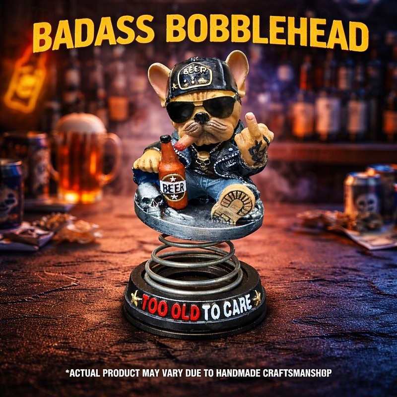 Too Old To Care Dashboard Bobblehead, Handmade Resin French Bulldog Biker Figurine Funny  Gift for Dad to Old Man Office Car Decor Gift, Handmade Collectible 2026 - $25.99 –P4